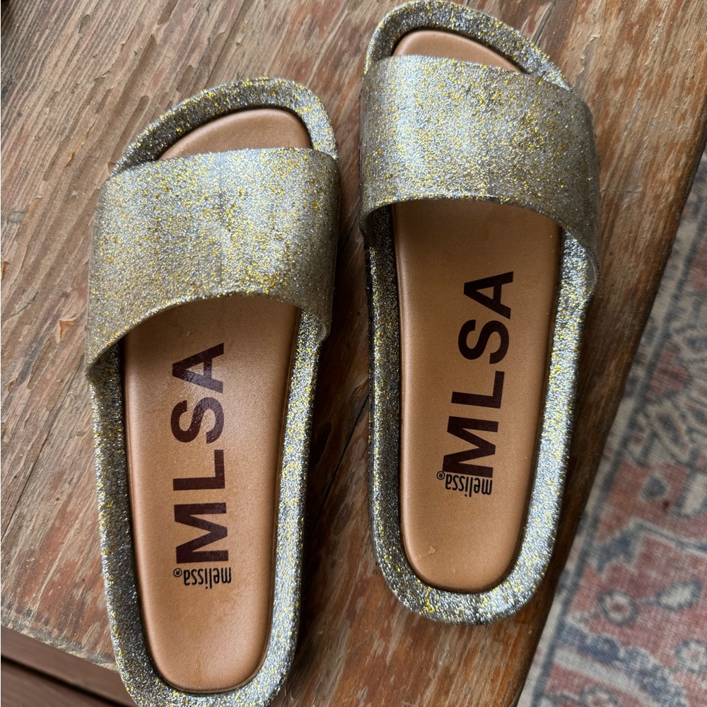 Melissa MLSA Gold Glitter Slides
